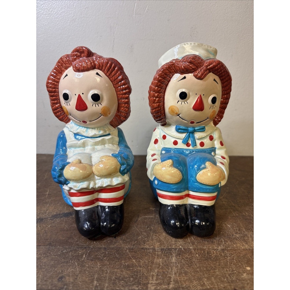 Vintage Raggedy Ann and Andy Bookends 1970 Bobbs-Merril Co